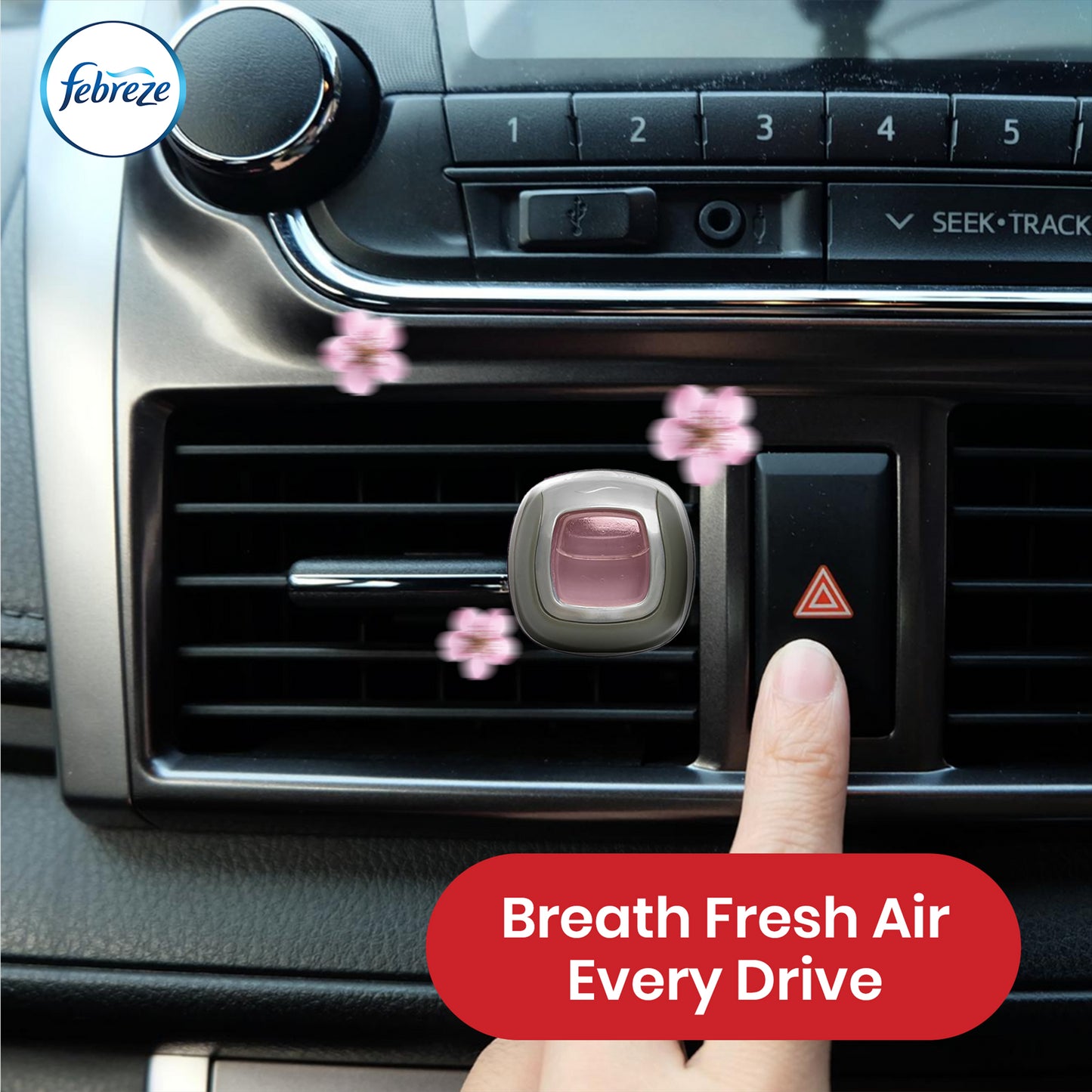 Febreze Clip-On Car Air Freshener - 2ml Cotton Fresh & Blossom Breeze Gel Air Freshener for Bad Smell (Pack of 2)