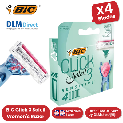 BIC Click 3 Soleil Sensitive Women's Razor Refills - 1 Box of 4 Blades