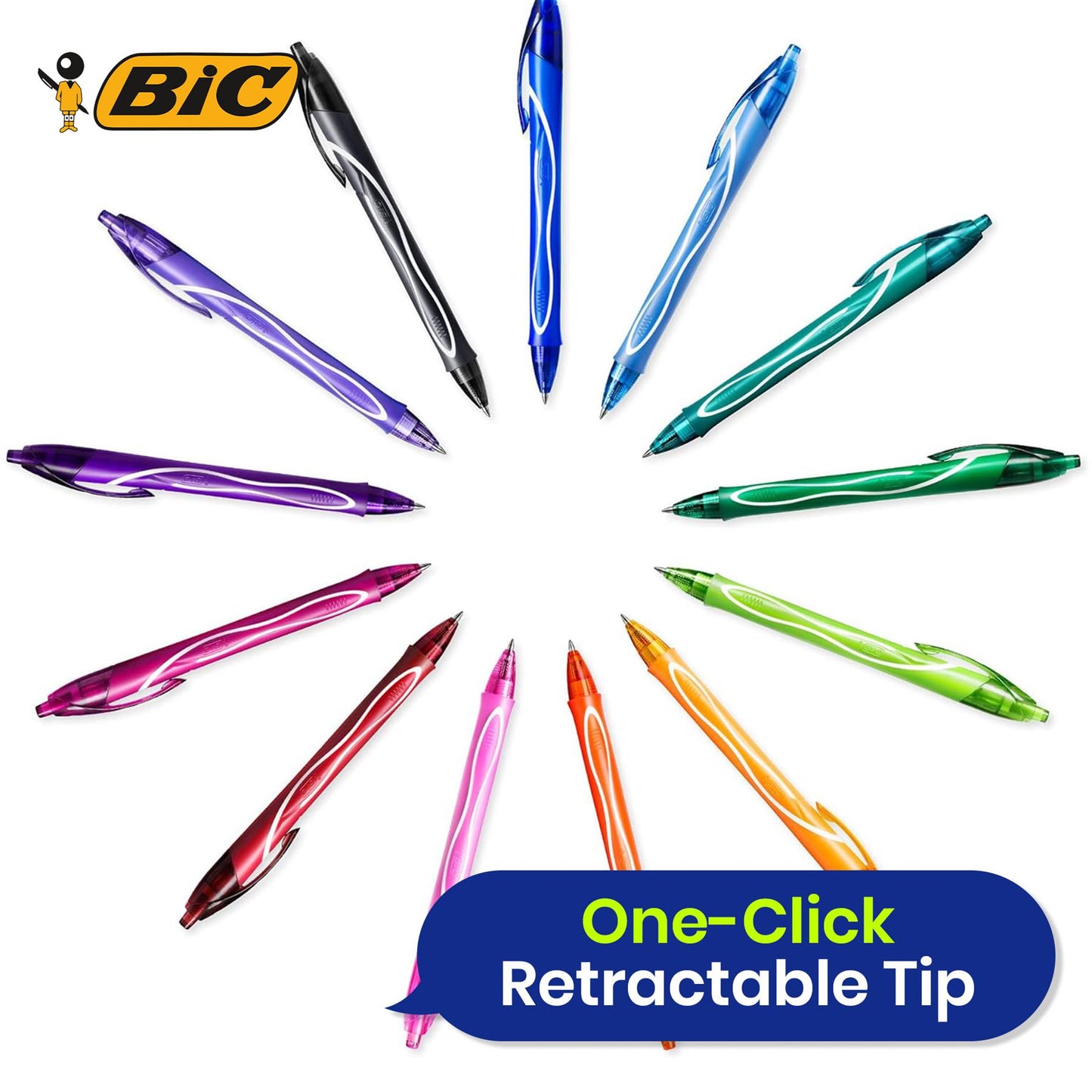 Bic Gel-ocity Quick Dry Med Rollerball Black PK12