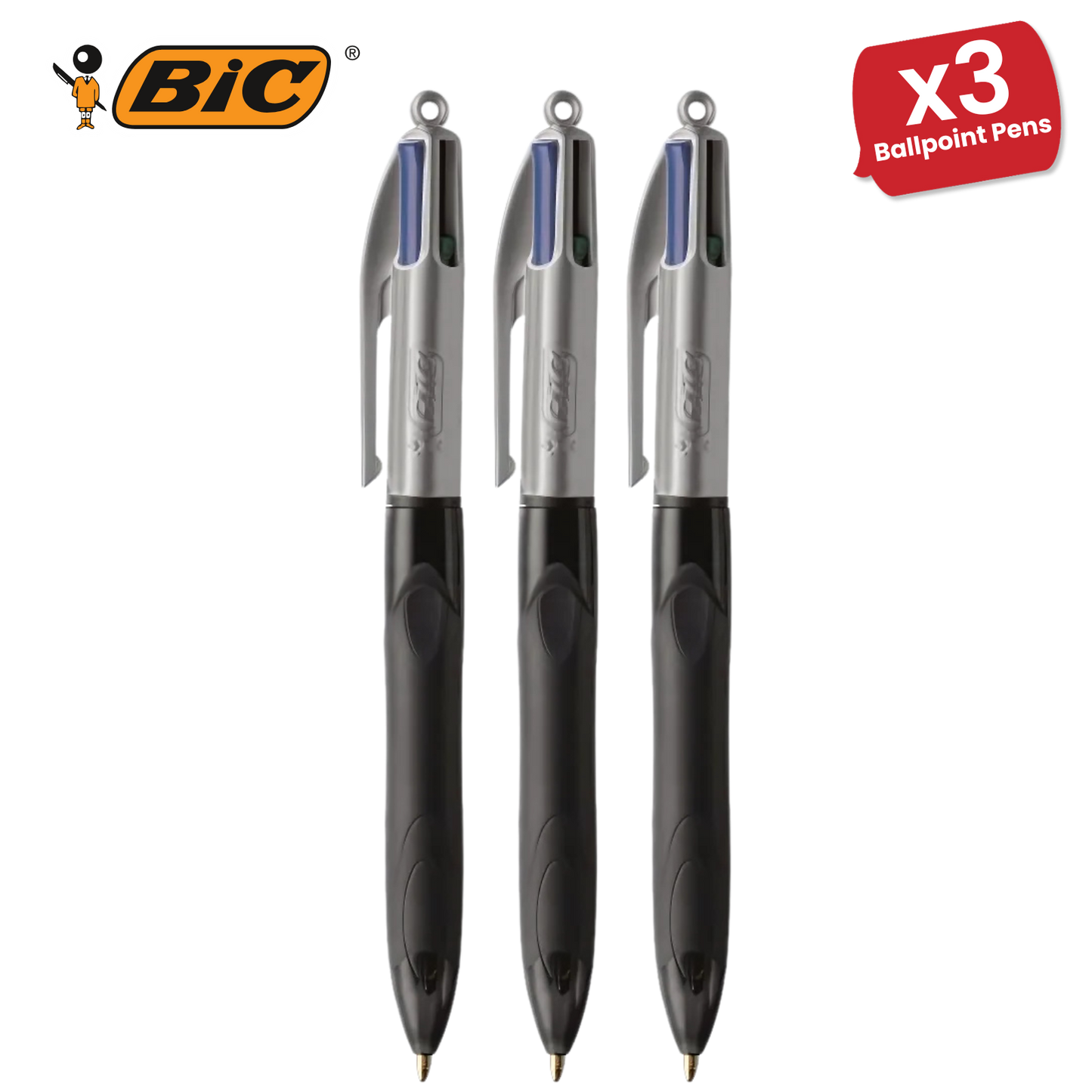 Bic 4-Colours Grip Pro Ballpoint - Single Pen