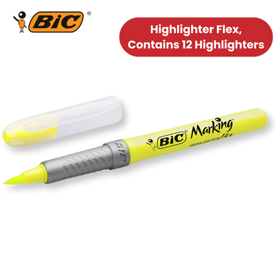 Bic Flex Highlighters Fluorescent Yellow - Pack of 12