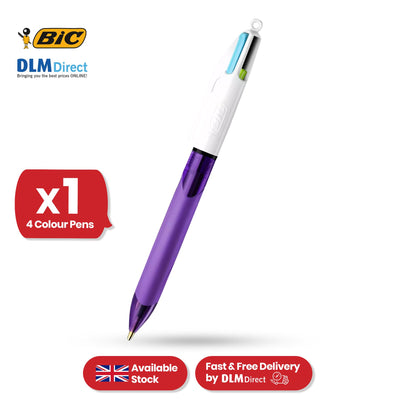 Bic 4-Colours Grip Fashion Ballpoint Pen 1.0mm - Pack of 1