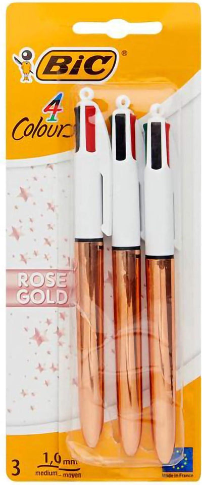 BIC 4 Colour Shine - Rose Gold - Blister Pack of 3 - Contingency @£3.00