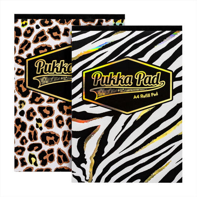 Pukka Pad A4 Refill Notepad –2 Pack Zebra & Leopard Print Writing Pad For Work Projects