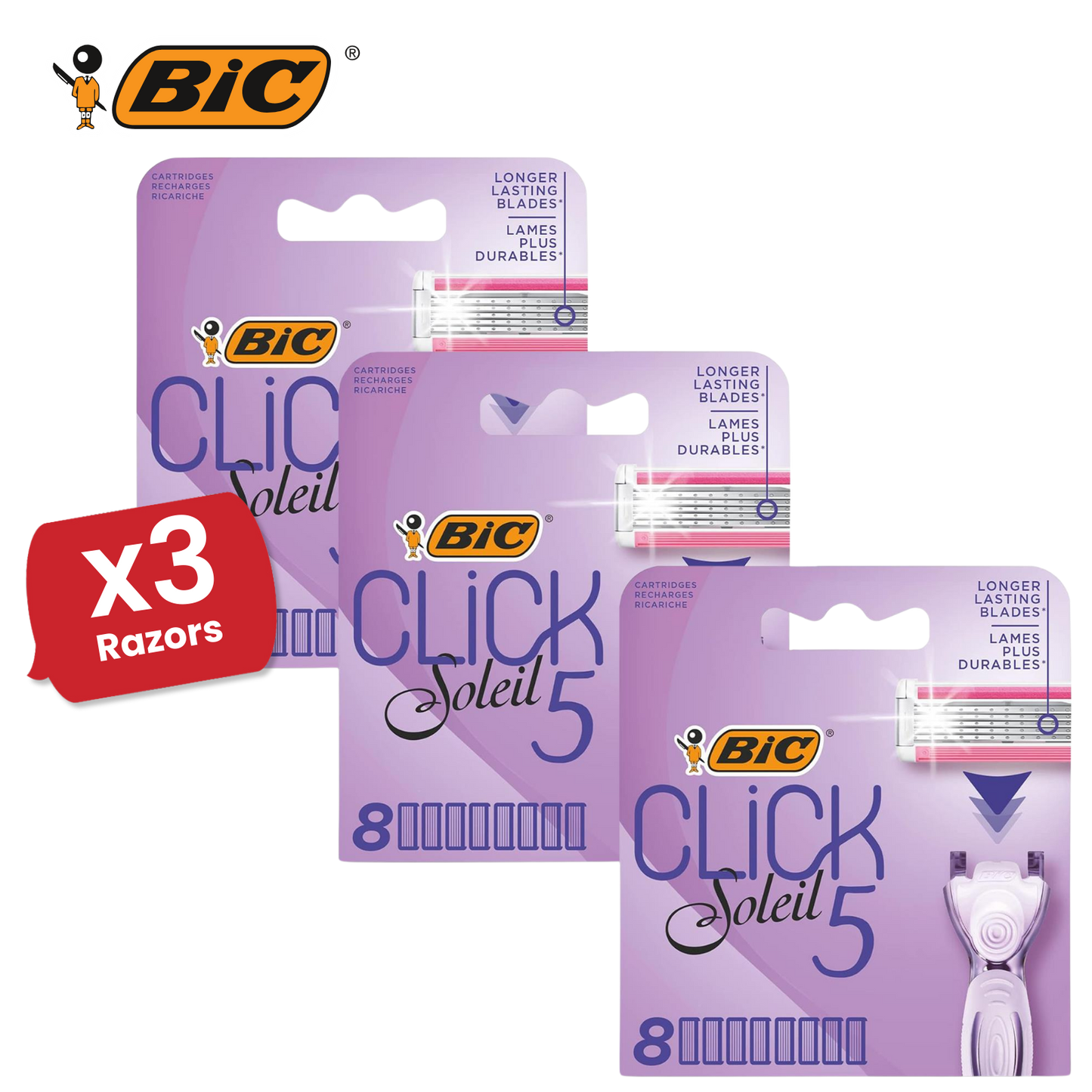 BIC Click 5 Soleil Sensitive Razor 8 Refill for Comfort Shave
