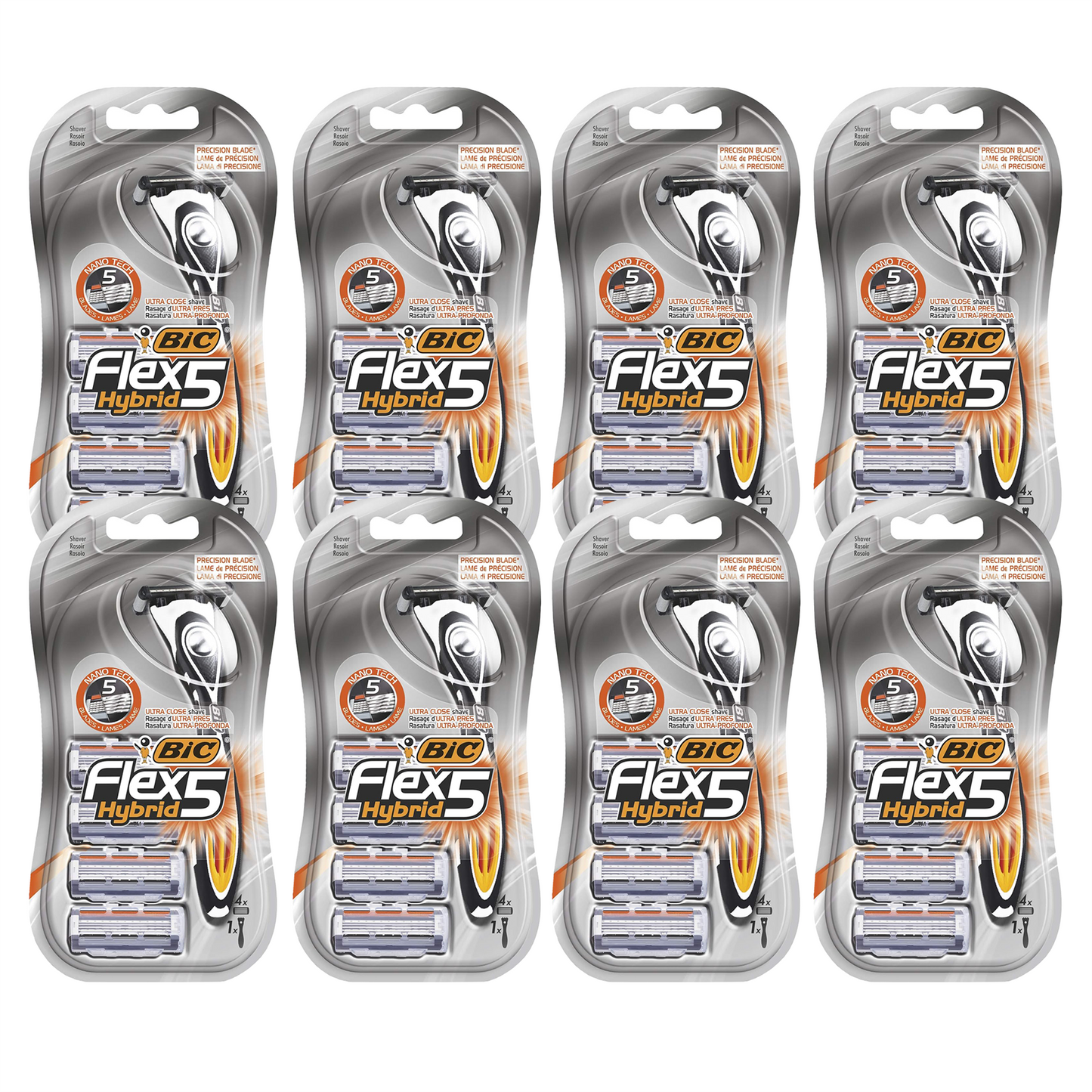 BIC Flex 5 Hybrid, Men's 5-Blade Razors, Precision Blade for Accuracy, Pack with 1 Handle and 4 Refills