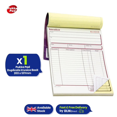 Pukka Pad Duplicate Invoice Book 50 Sets Self-Employed VAT Receipt Pad for Business