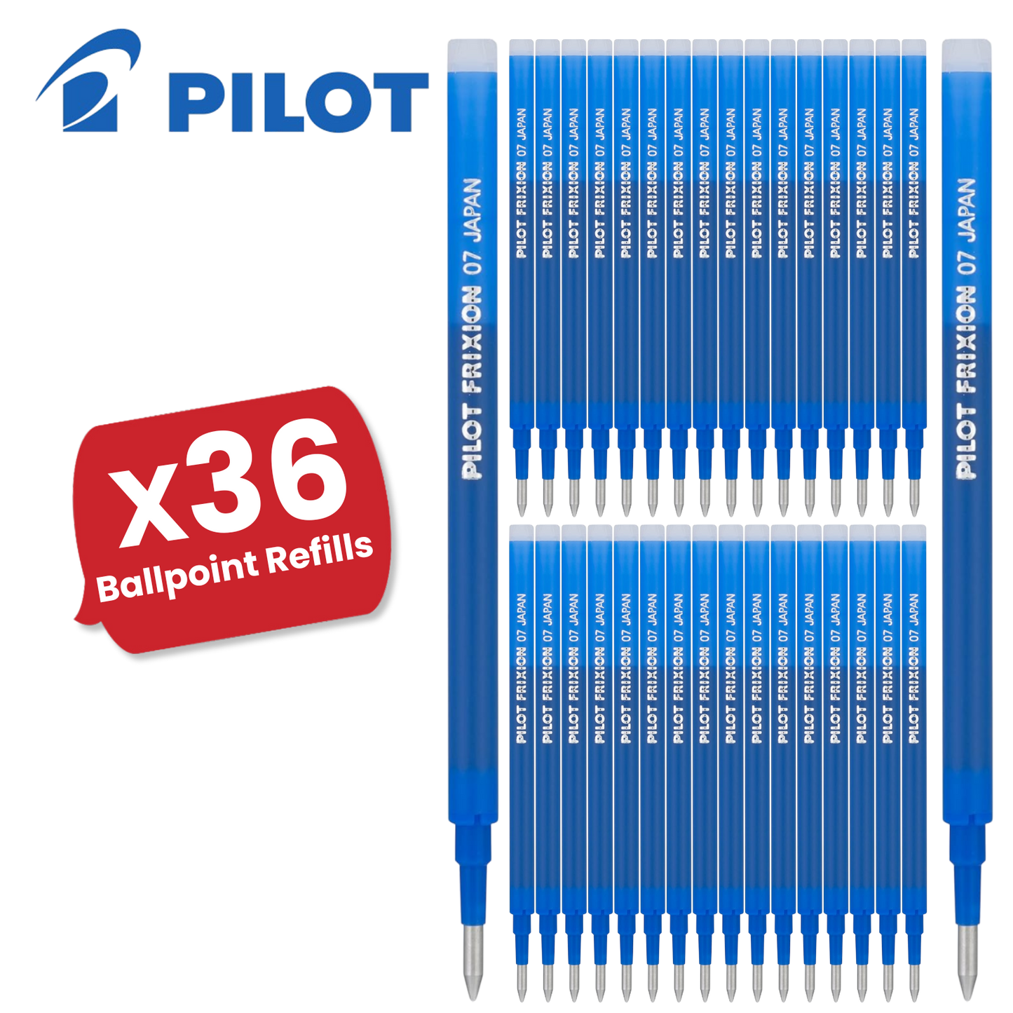 Pilot Frixion Roller Ballpoint Pen Refills 0.7mm Tip Smooth Writing - Blue Ink