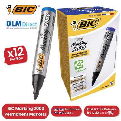 BIC Marking 2000 ECOlutions Permanent Bullet Tip Markers Blue - Box of 12 - 1 to 5 Packs