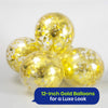 Gold Confetti Balloons 12 Inch Pack of 5 for Birthdays & Celebrations