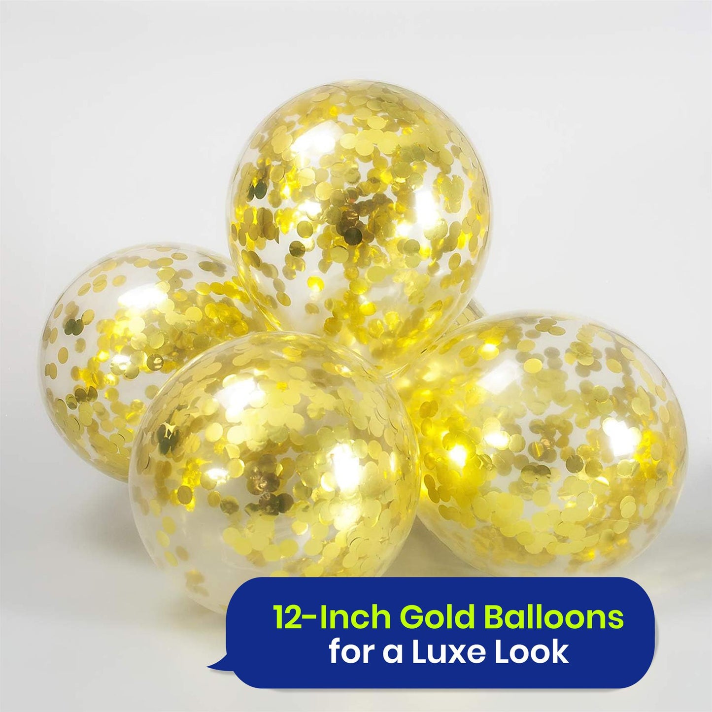 Gold Confetti Balloons 12 Inch Pack of 5 for Birthdays & Celebrations