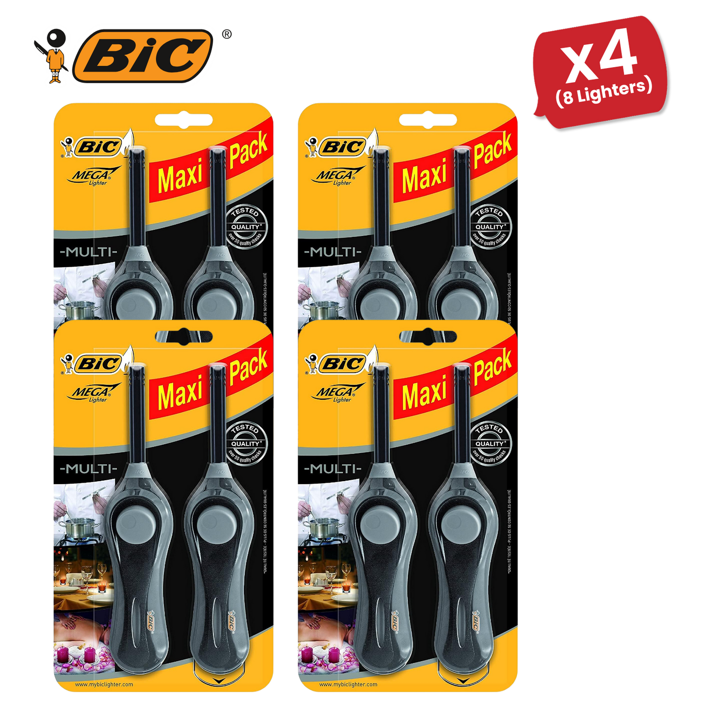 BIC Mega Standard Utility Lighter Black - Blister Pack of 2