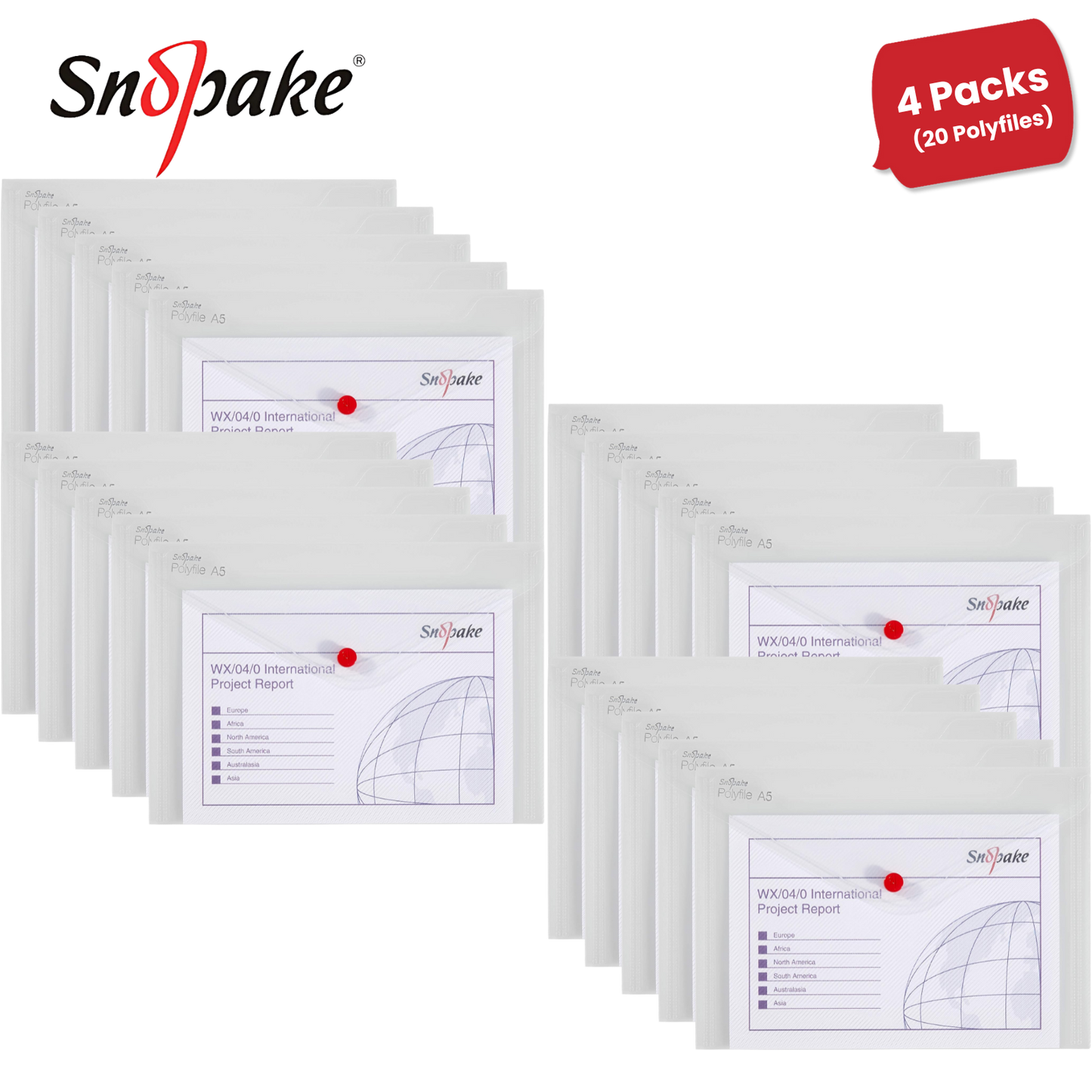 Snopake A5 Clear Polyfile Wallets - Strong & Reliable Document Holders Pack of 5