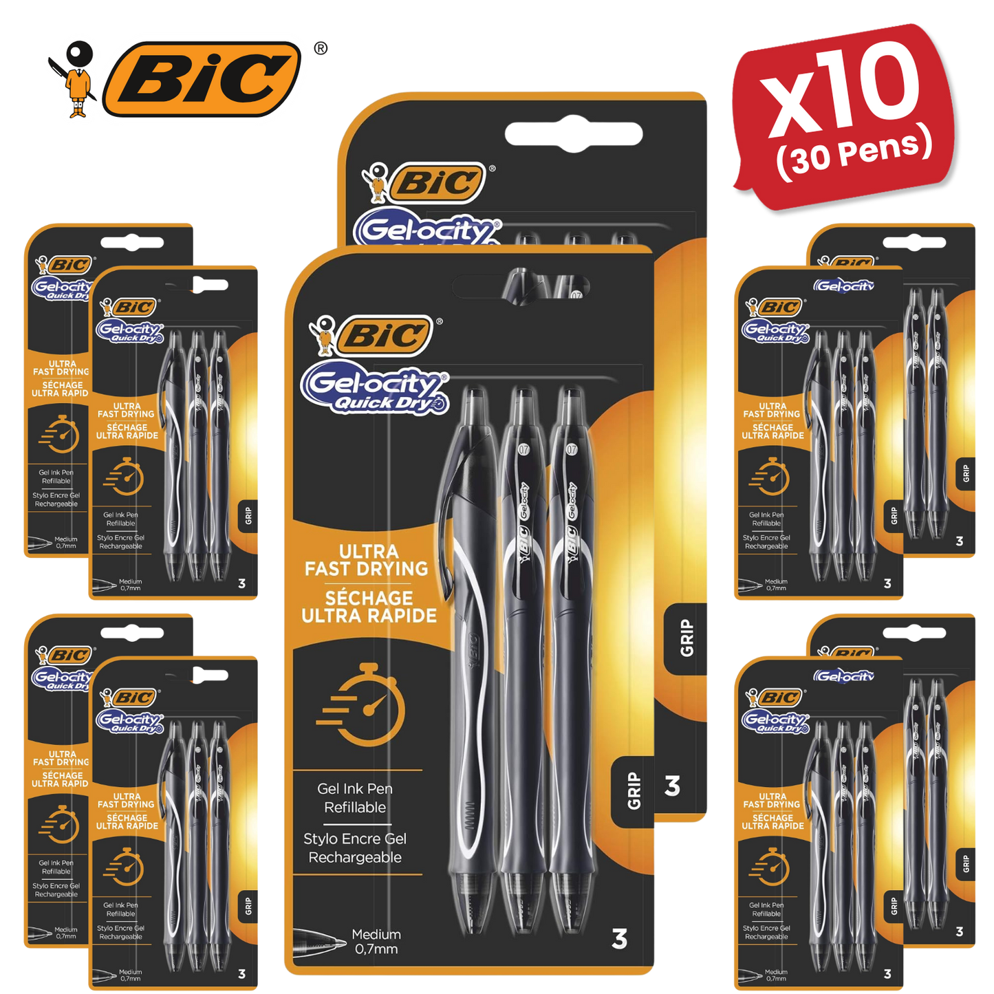 BIC Gelocity Quick Dry Gel Pens Black Ink Medium Point