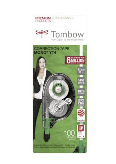 Tombow Correction tape MONO YT  4.2mm x 10m -Blister Pack of 2