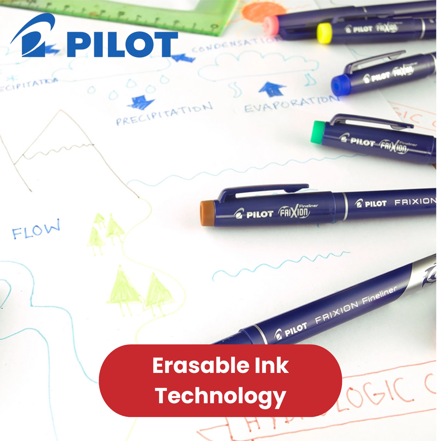Pilot Frixion Fineliner Felt Pen Erasable Smooth Writing Multi Pens - Green
