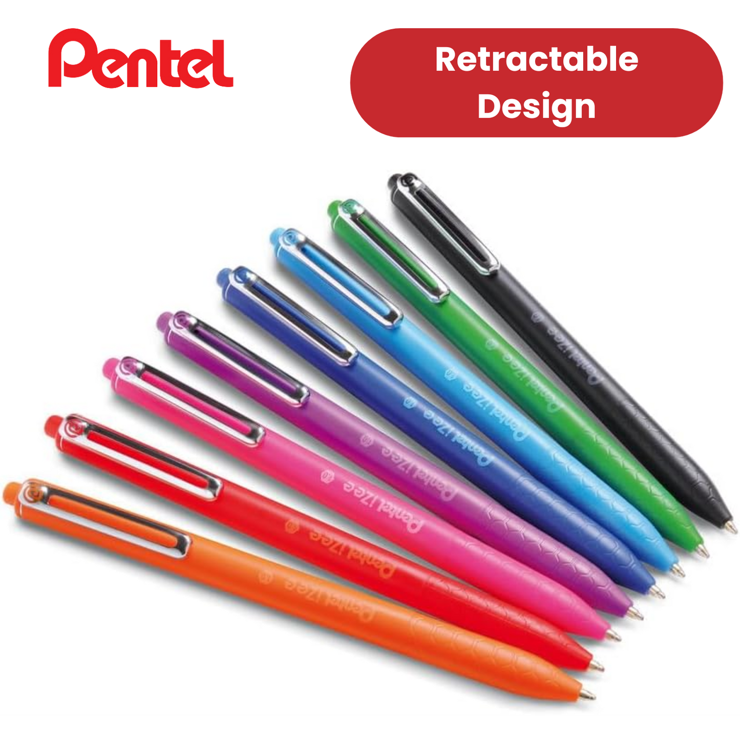 Pentel iZee Retractable Ballpoint Pen, Black Ink Smooth Writing for Home, Office