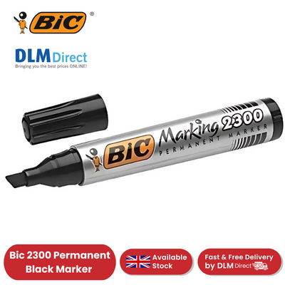 BIC Marking 2300 Permanent Marker - Chisel Tip Long-lasting Ink Black Marker Pen for School