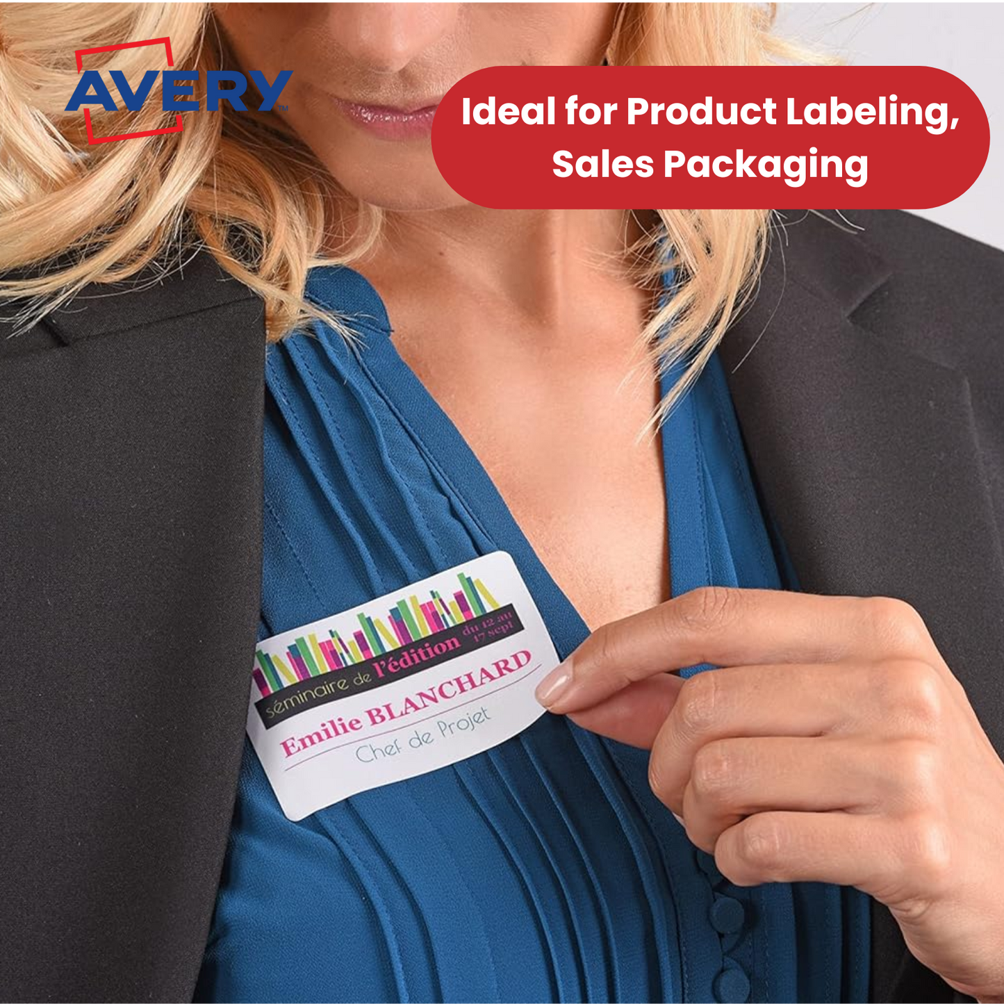 Avery L4782-20 Self Adhesive Name Badges, 240 Per Pack 75 x 40 mm - 1 to 5