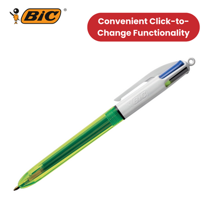 Bic 4 Colours Fluo Retractable Ballpoint Pen - Pack of 3