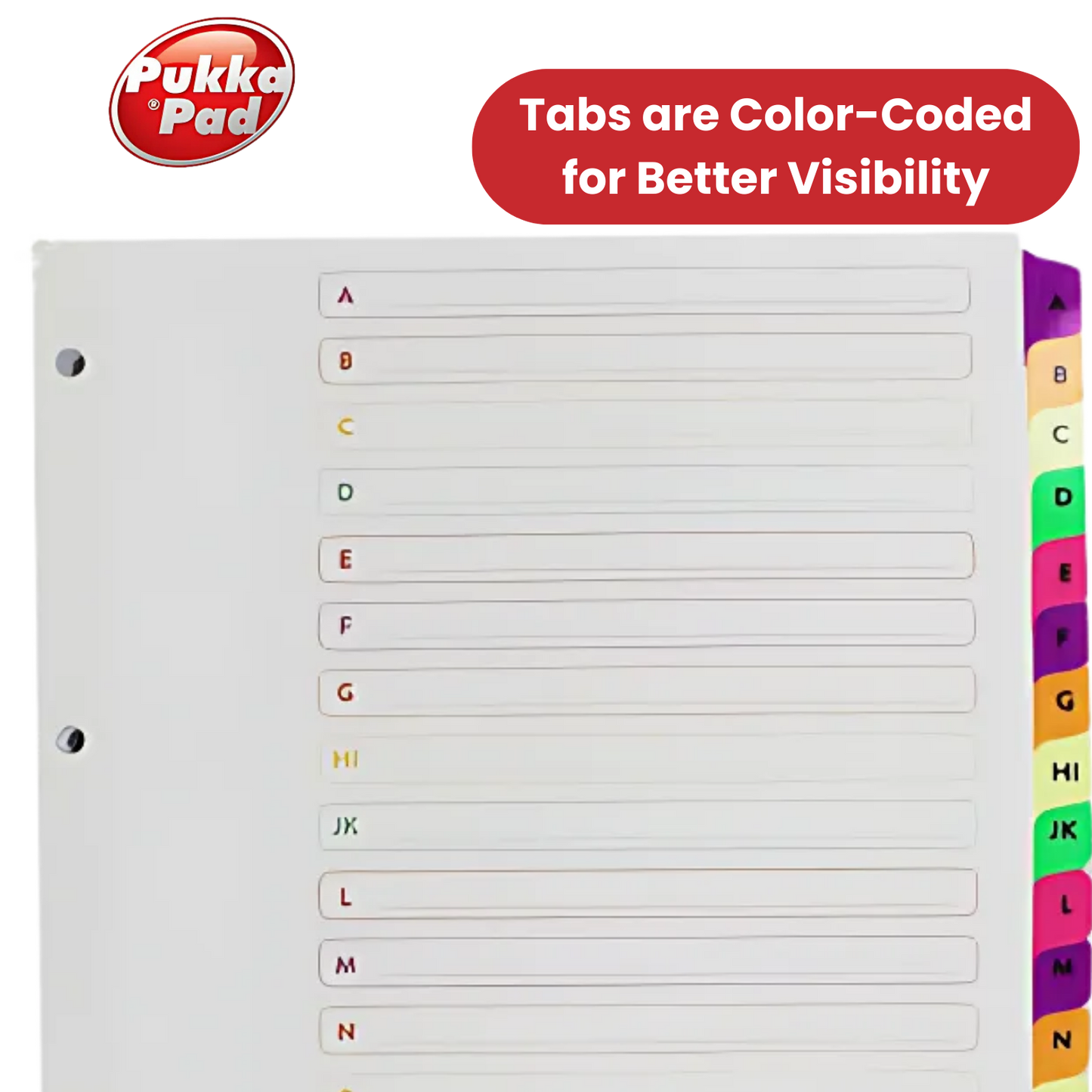 Pukka Multi-Coloured Neon Mylar A-Z Index - 1 to 5 Packs