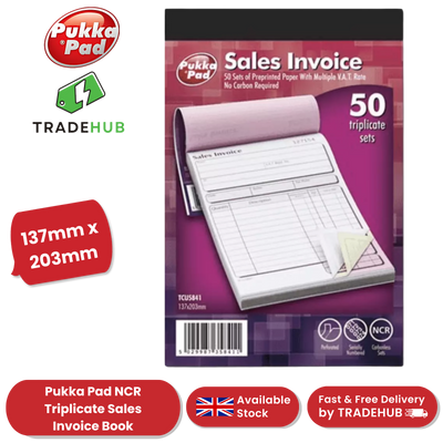 Pukka Pad NCR Triplicate Sales Invoice Book 203 x 137mm - Single - 1 to 36 Packs