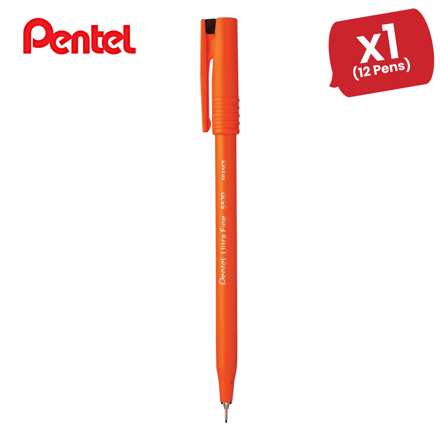 PENTEL ULTRAFINE PEN BLACK S570-A - Pack of 12 - 1 to 5 Packs