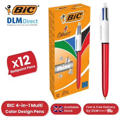 Bic 4 Colour Shine - Red - Pack of 12