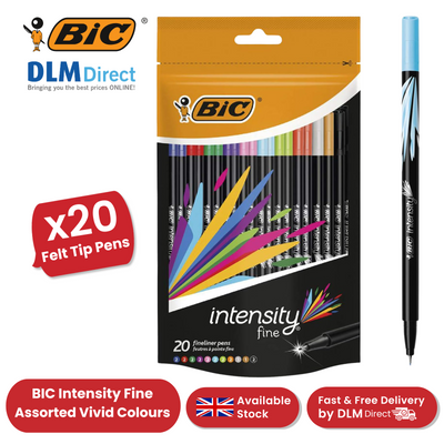 BIC Intensity Fine Felt Tip Pens Fine Point Assorted Colours - Doypack of 20