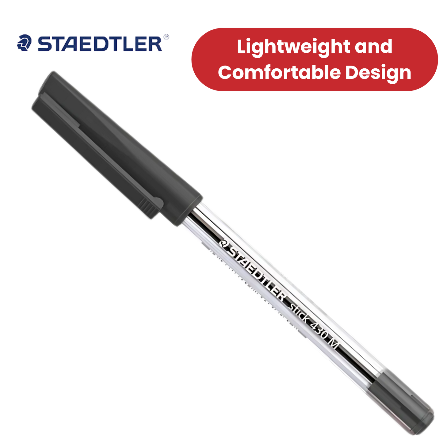 Staedtler Stick 430 M-9 Ballpoint Pen Medium - Black - Pack of 10 - 1 to 5 Packs