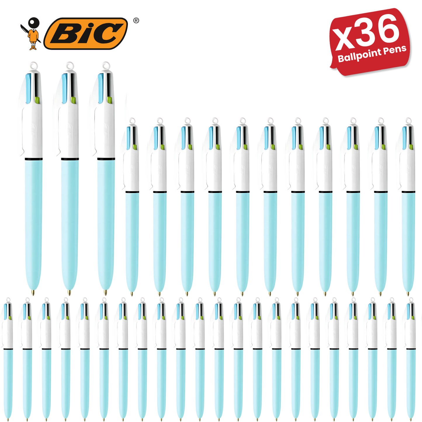 BIC 4 Colours Fun Ballpoint Pen Assorted Inks for Writing and Drawing