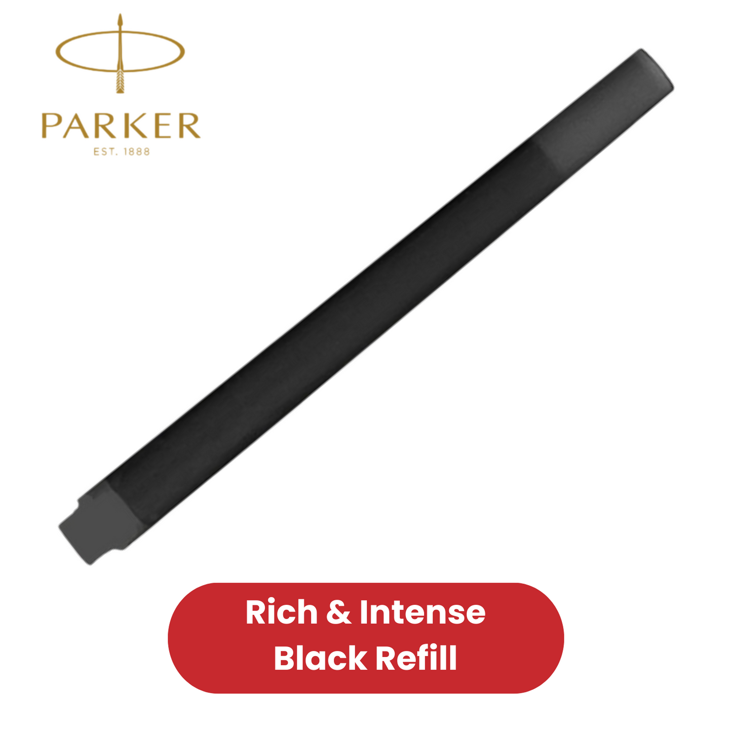 Parker Quink Black Ink Cartridges Fountain Pen Refill, Smooth Flow - Box of 5