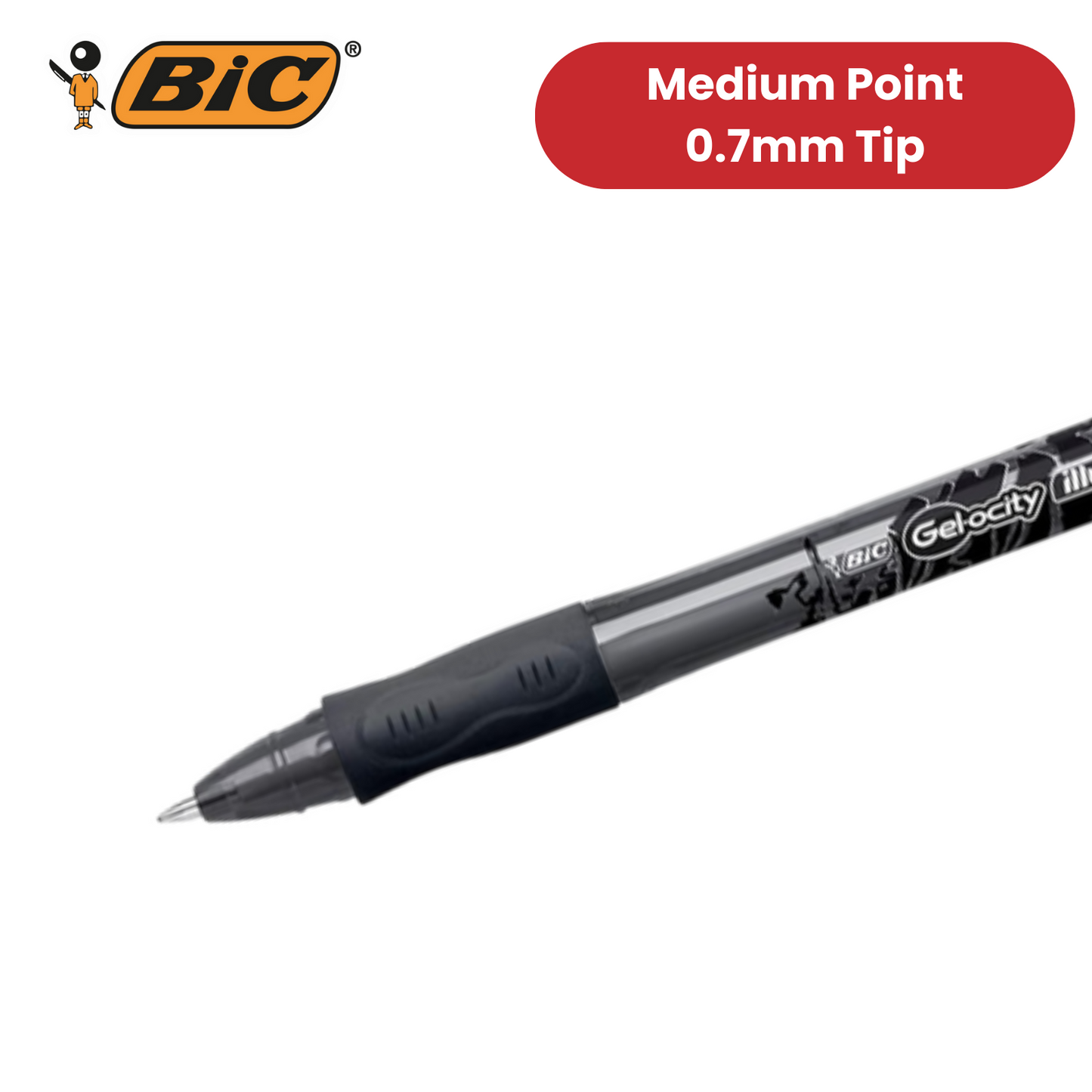 BIC Gel-Ocity Illusion 0.7mm Erasable Gel Pens Black - Pack of 12 Refillable