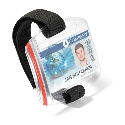 ID Badge Holder Arm Band Transparent Plastic Adjustable Strap 10 Pack for Work & Security Staff