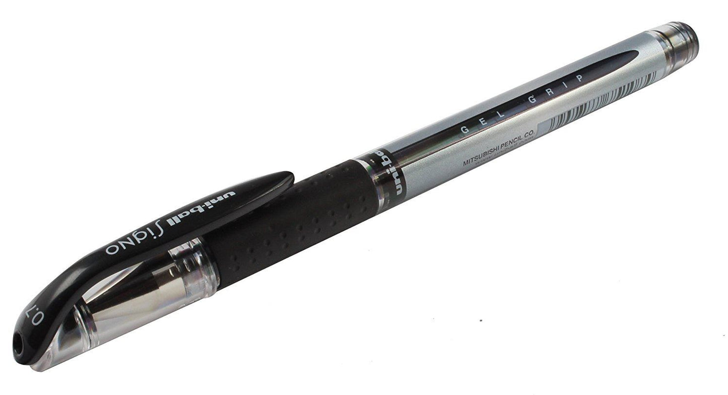 Uni-Ball Signo UM-151S Gel Grip Rollerball Pen Line Width (0.4mm) Tip Width (0.7mm) Black Pack of 6