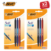 Bic Soft Feel Ballpoint Pens Medium Point (1.0 mm) (Black,Blue,Red), Pack of 3