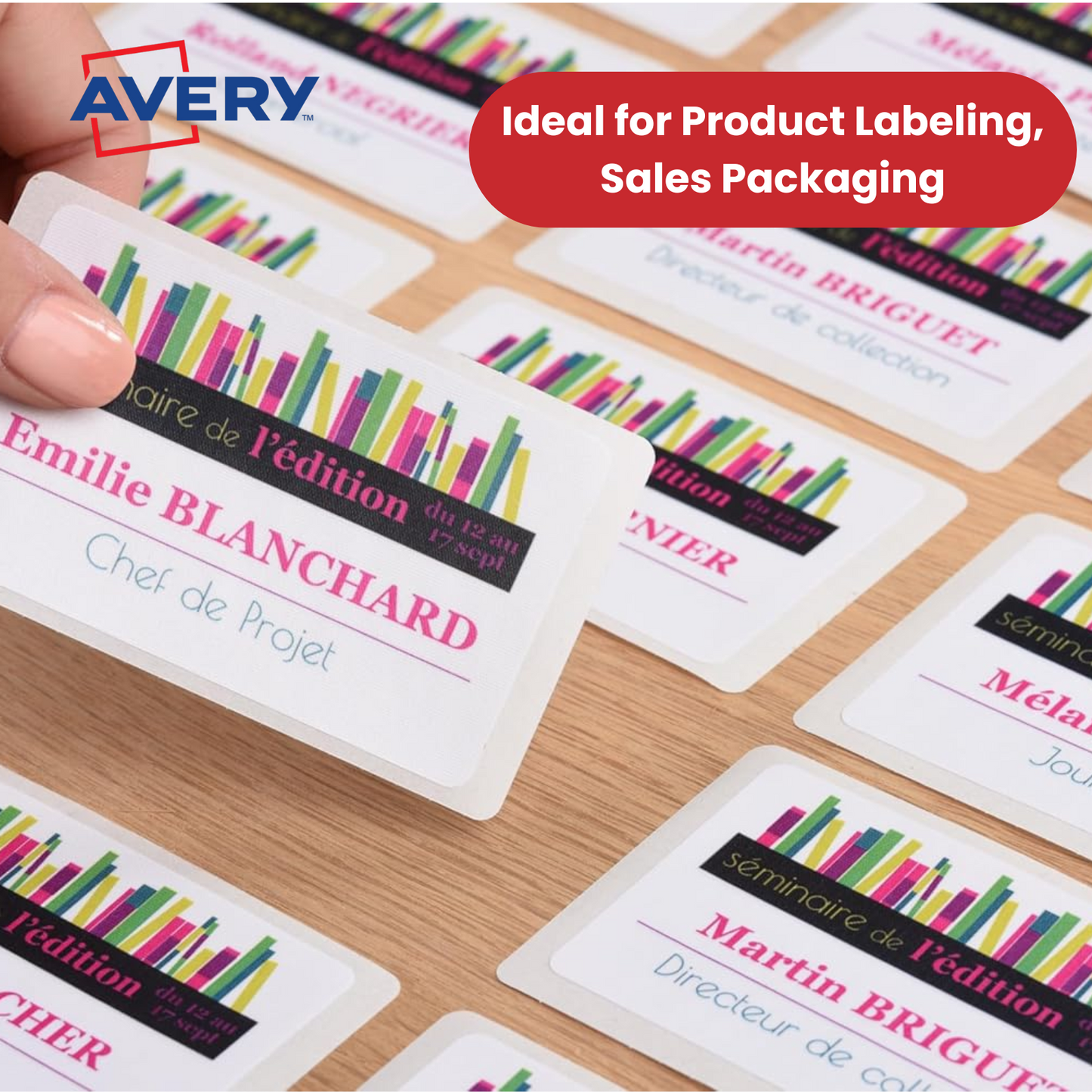 Avery L4782-20 Self Adhesive Name Badges, 240 Per Pack 75 x 40 mm - 1 to 5