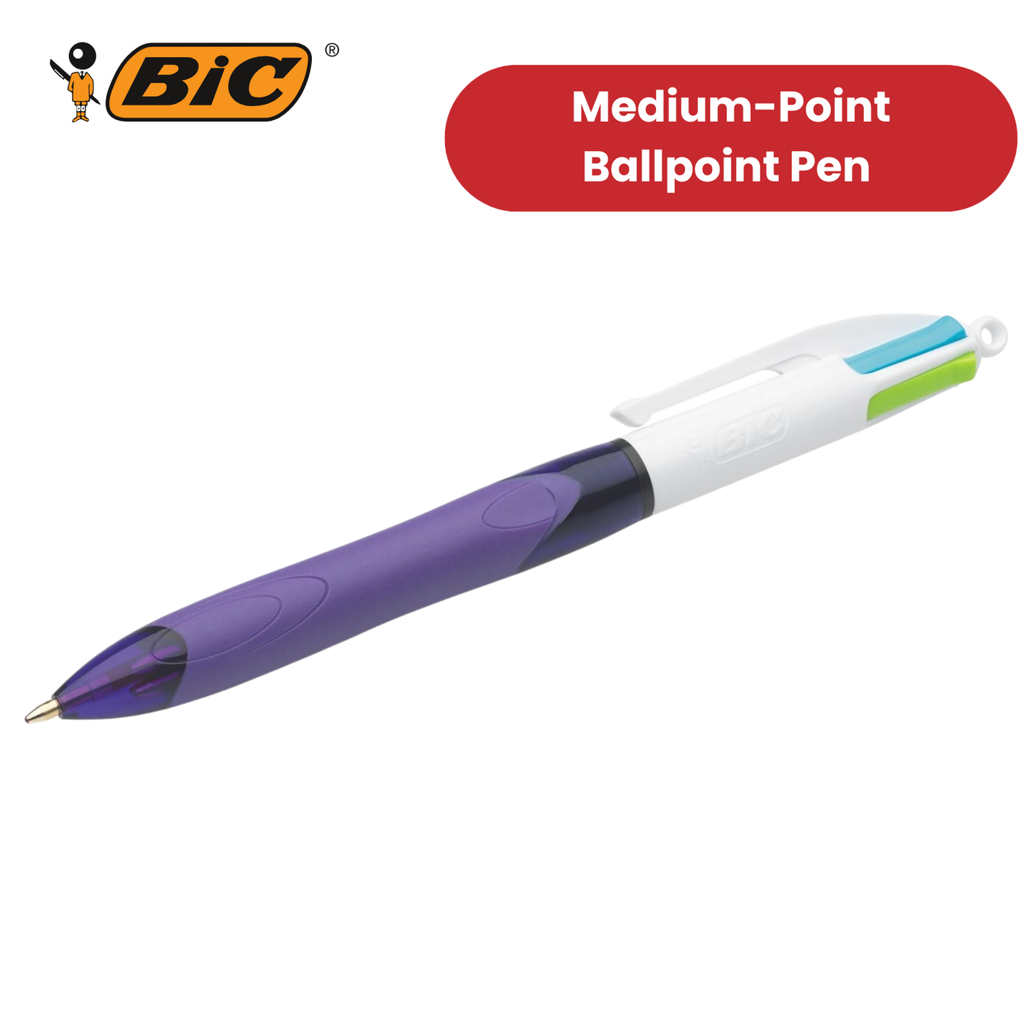 Bic 4-Colours Grip Fashion Ballpoint Pen 1.0mm - Pack of 1