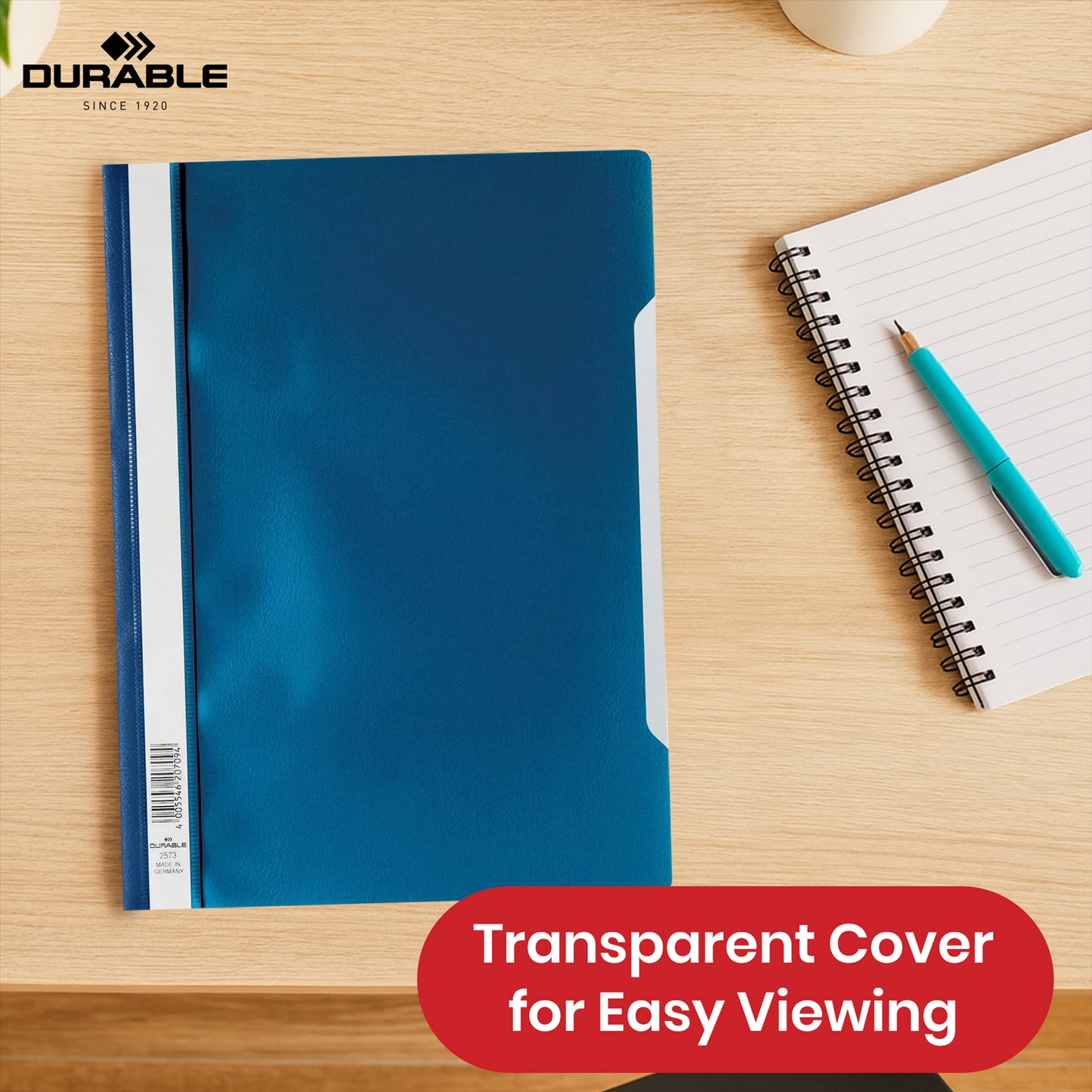 Durable A4 Project Folders - 50 Pcs Dark Blue Polypropylene Clear View File Folder for Office & Desk
