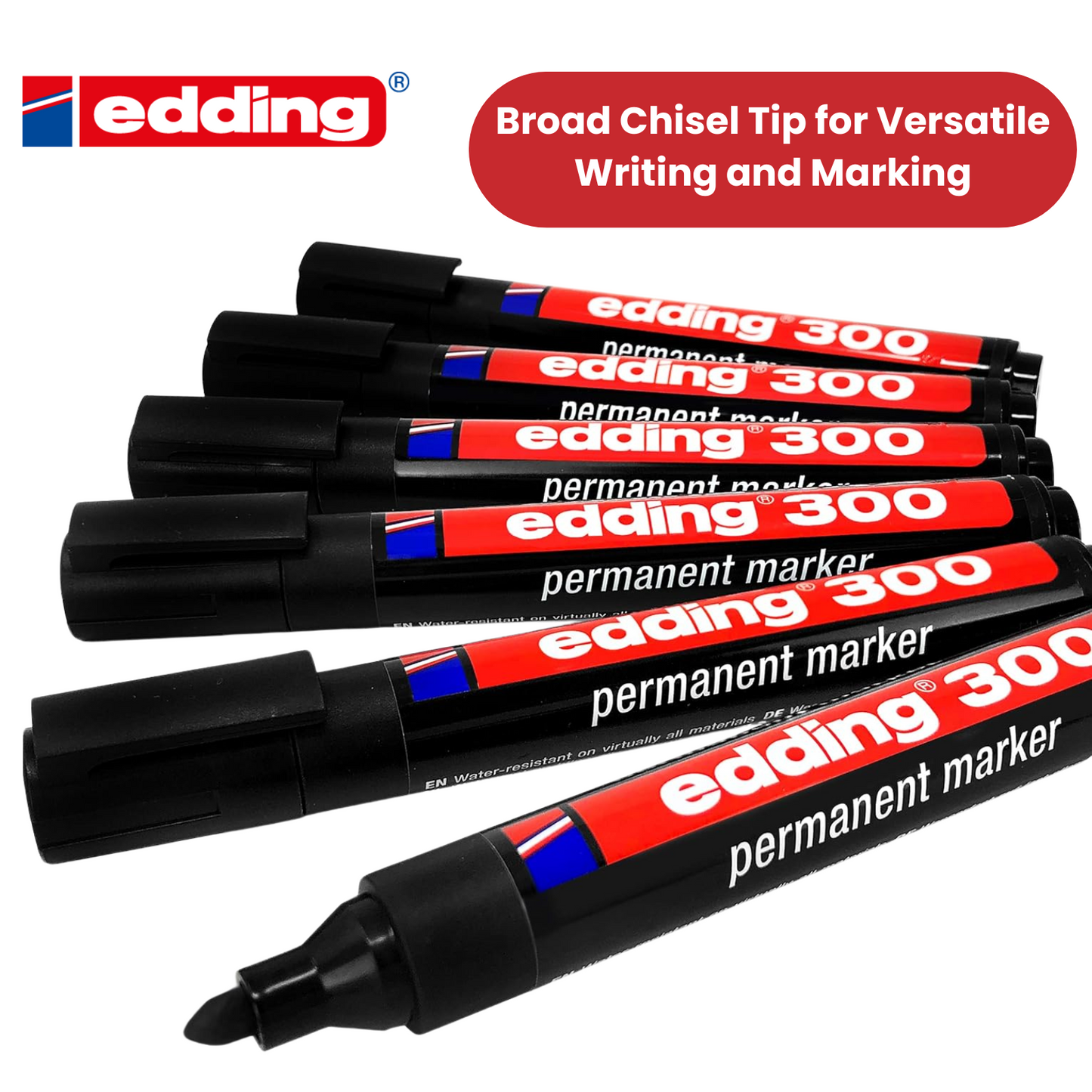 Edding 300 Permanent Marker Bullet 1.5-3mm Black - Pack of 10