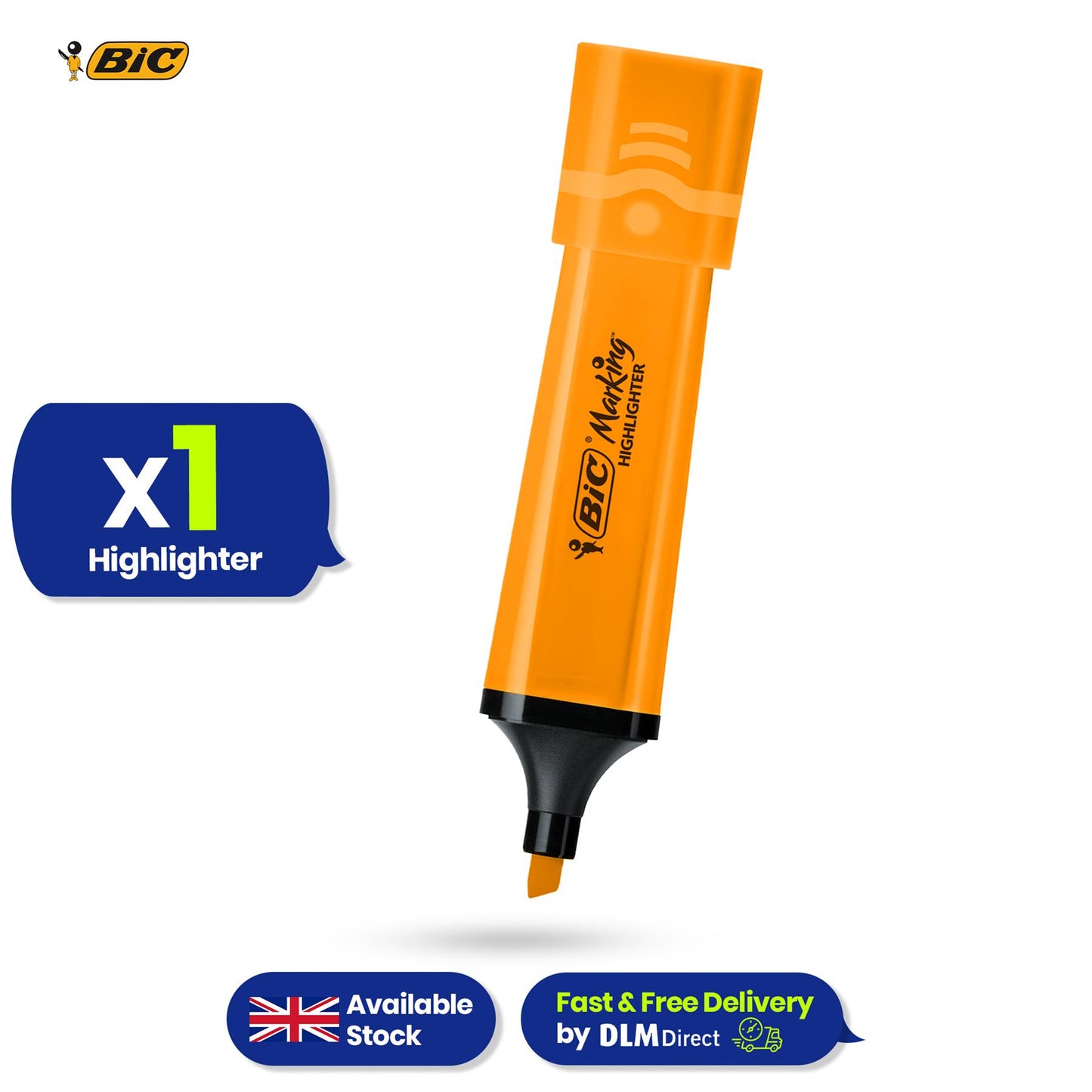 BIC Marking Highlighter Flat Marker Neon Orange Modular Tip for Precise Highlighting