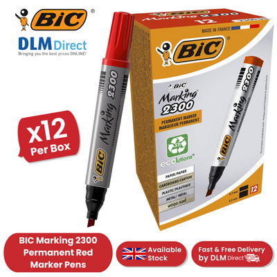 BIC Marking 2300 ECOlutions Permanent Chisel Tip Markers Red - Box of 12