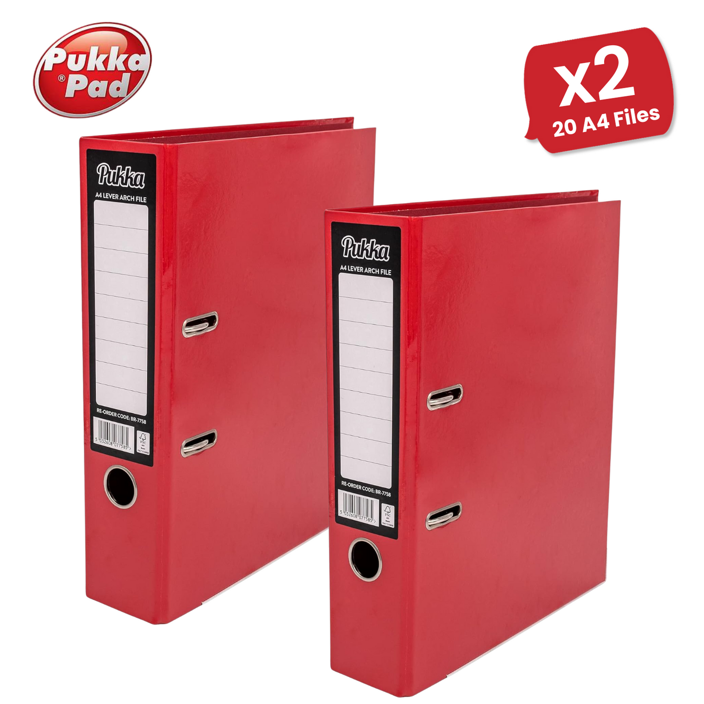 Pukka Brights Lever Arch Files - Red - Box of 10