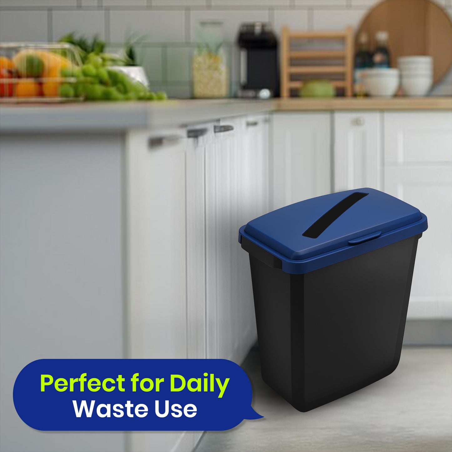 Waste bin DURABIN� ECO 60L rectangular+ Durable DURABIN 60 Hinged Lid with Paper Slot - Blue+ Durable ECO 110L Bin Bags 100% Recycled
