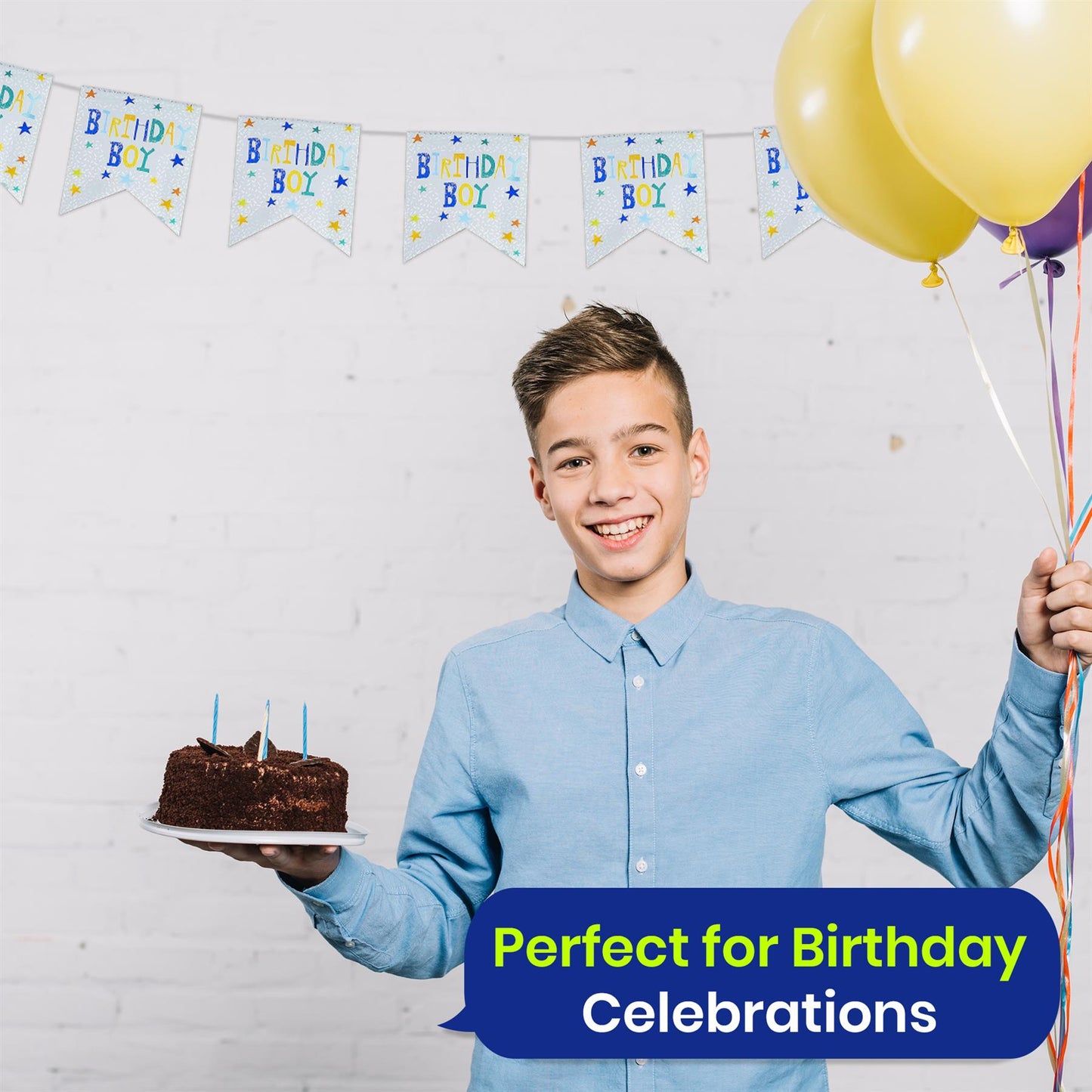 Birthday Boy Bunting 4M with 10 Flags Reusable Hanging Party Decoration