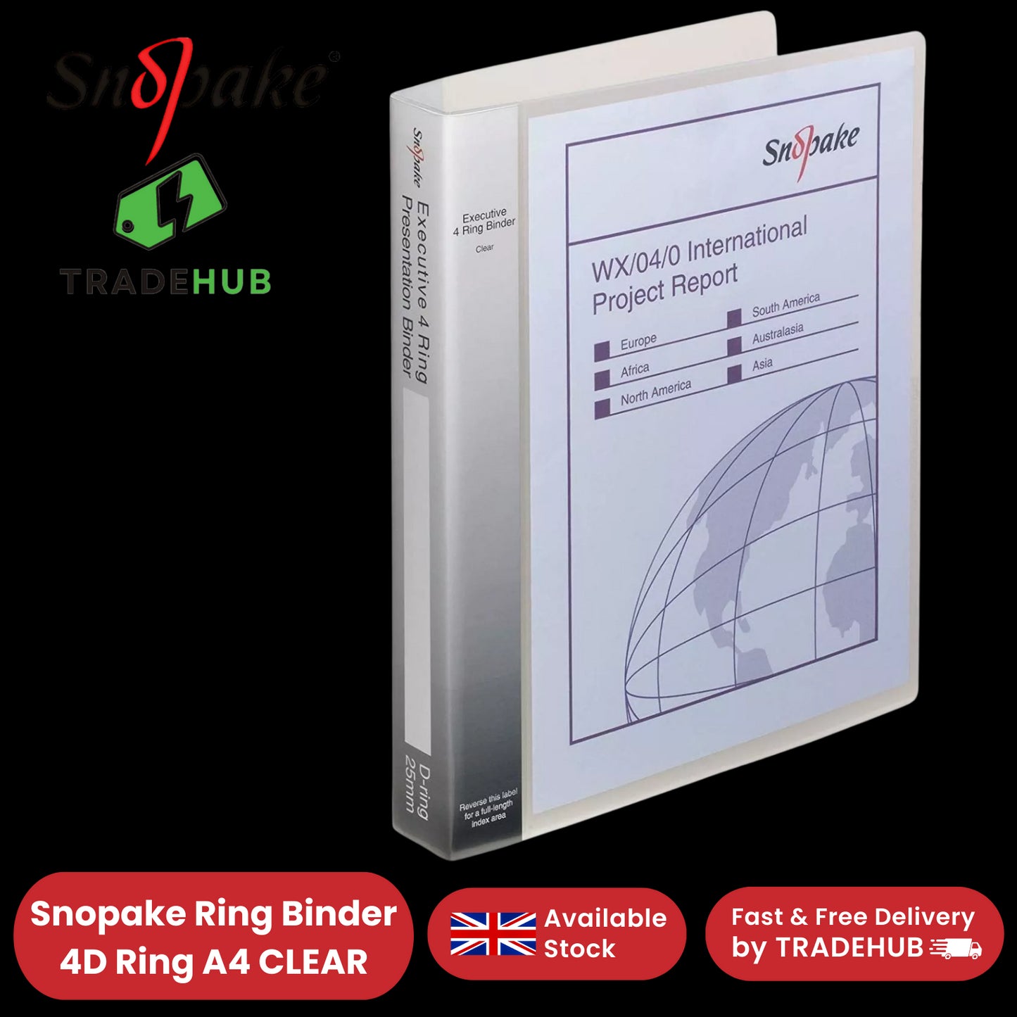 Snopake Ring Binder 4D Ring A4 CLEAR - PACK OF 1 - 1 to 5 Packs