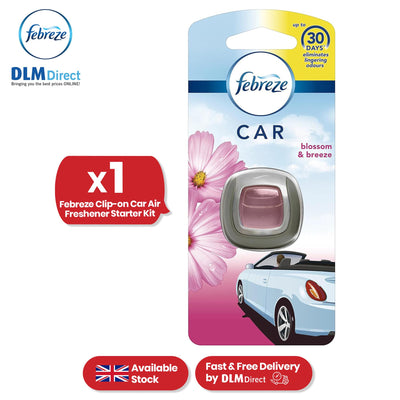 Febreze  Clip-On Car Air Freshener 2ml Blossom & Breeze Gel Car Freshener for Odour Eliminator