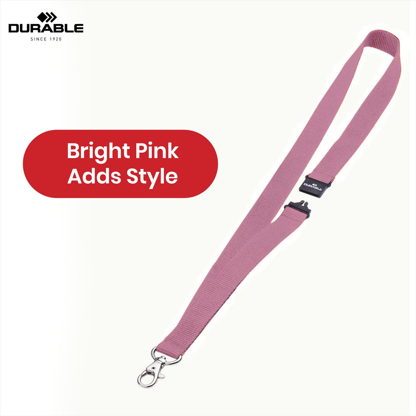 Durable Pink Textile Lanyard - 20mm Wrist Strap for Keys & ID, 88cm