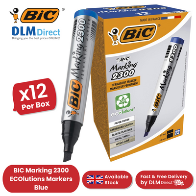 BIC Marking 2300 ECOlutions Permanent Chisel Tip Markers Blue - Box of 12