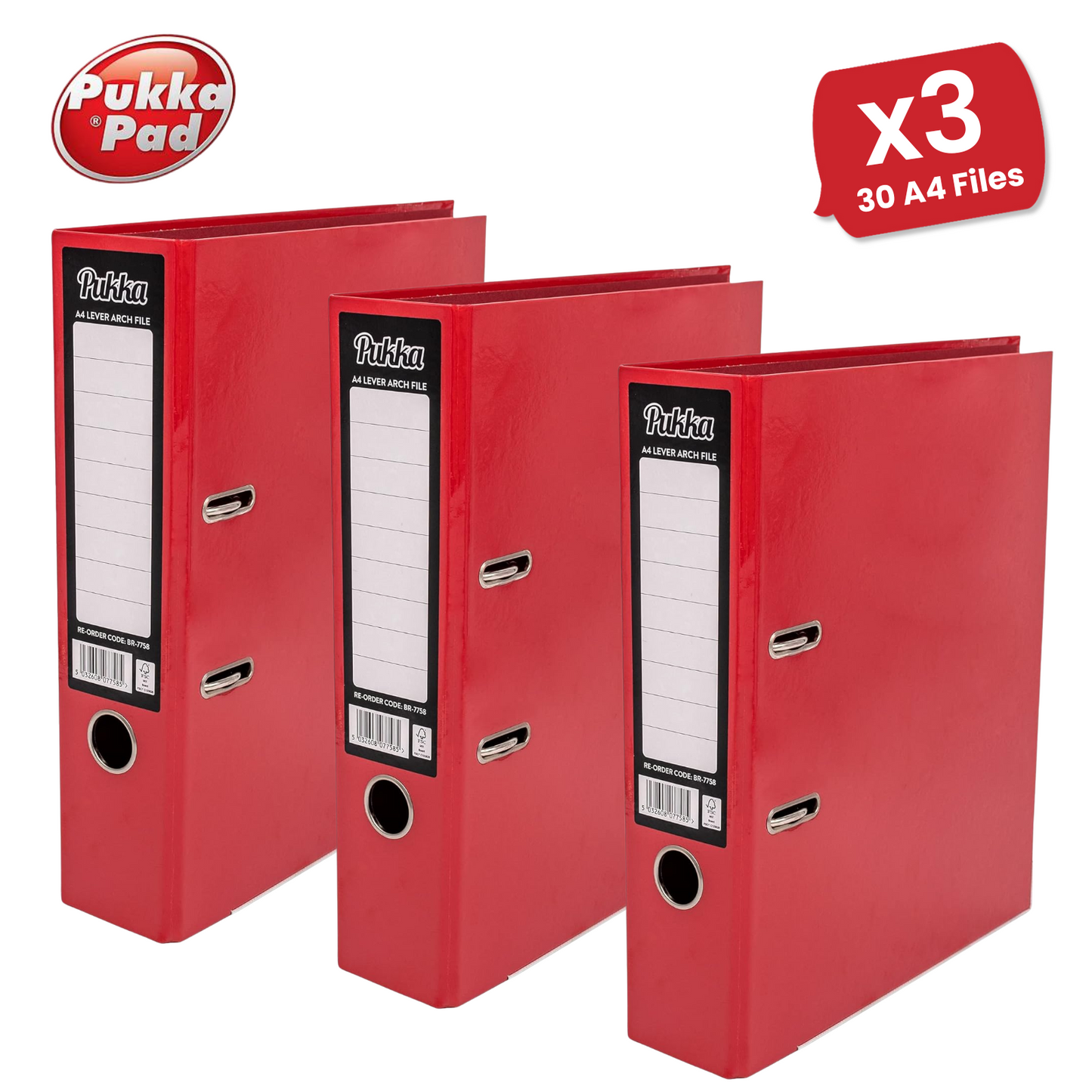 Pukka Brights Lever Arch Files - Red - Box of 10